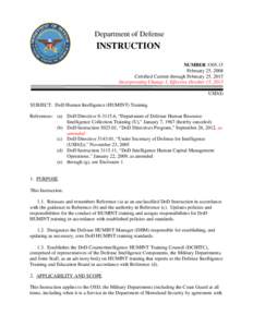 Department of Defense  INSTRUCTION NUMBER[removed]February 25, 2008 Certified Current through February 25, 2015