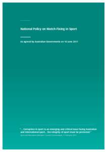 National Policy on Match-Fixing in Sport
