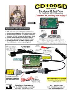 Player System  The all new SD Card Player For Your Rowe/AMI CD100 Jukebox  Complete Kit, nothing else to buy !