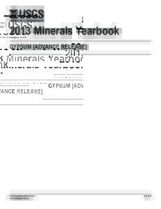 2013 Minerals Yearbook GYPSUM [ADVANCE RELEASE] U.S. Department of the Interior U.S. Geological Survey
