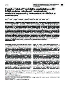 Phosphorylated AKT inhibits the apoptosis induced by DRAM-mediated mitophagy in hepatocellular carcinoma by preventing the translocation of DRAM to mitochondria