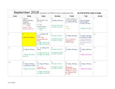 SeptemberSemester 1 for APNNs who enter in SeptemberSunday 4  Monday