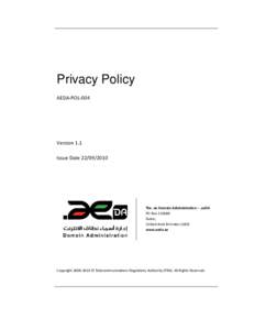 Privacy Policy AEDA-POL-004 Version 1.1 Issue Date