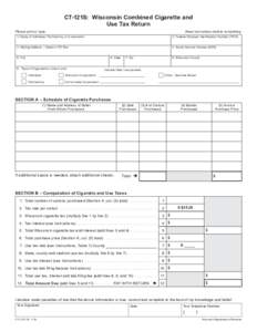 January 2018 CT-121S Wisconsin Combined Cigarette and Use Tax Return