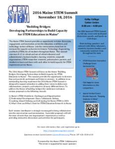    	   2016	  Maine	  STEM	  Summit	   November	  18,	  2016	  