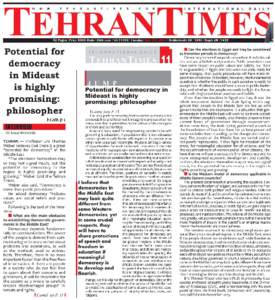 Tehran Times Interview - Weber - May 20, 2014