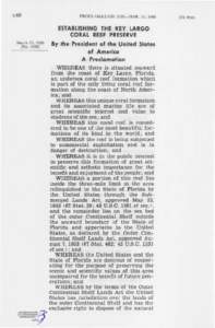 C48  PROCLAMATION 3339-MAR. 15, 1960 ESTABLISHING THE KEY LARGO CORAL REEF PRESERVE