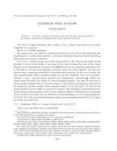 Theory and Applications of Categories, Vol. 20, No. 10, 2008, pp. 215–306.  ALGEBRAIC REAL ANALYSIS
