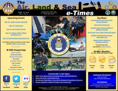 The official e-newsletter of the Joint Base McGuire-Dix-Lakehurst Public Affairs Office Sept. 18, 2014 Vol. 8, No. 38
