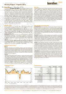 Monday Report 18 juillet 2016 Economie Marchés  Marché suisse