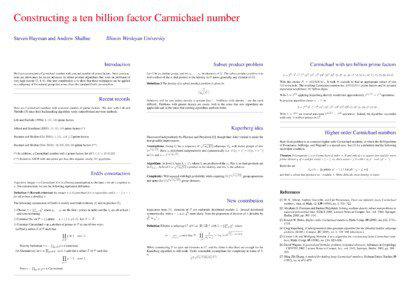 Constructing a ten billion factor Carmichael number Steven Hayman and Andrew Shallue