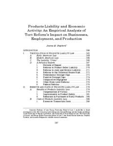 Shepherd_Ready for PAGE (Do Not Delete[removed]:24 PM Products Liability and Economic Activity: An Empirical Analysis of