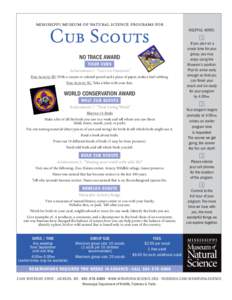 mississippi museum of natural science programs for  Cub Scouts No Trace Award TIGER CUBS Achievement 5 -“Let’s Go Outdoors”
