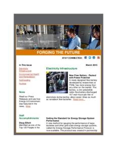 FORGING THE FUTURE STAY CONNECTED: In This Issue March 2015