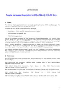 JIS TR X 0029:2000  Regular Language Description for XML (RELAX): RELAX Core 1