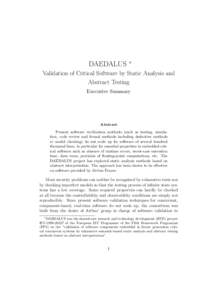 DAEDALUS  ∗ Validation of Critical Software by Static Analysis and Abstract Testing