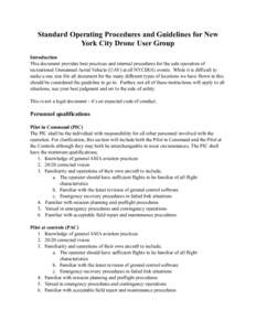 !  Standard Operating Procedures and Guidelines for New York City Drone User Group  Introduction