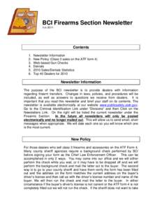 BCI Firearms Section Newsletter Feb 2011 Contents 1. 2.