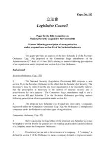 Paper No. 102  立法會 Legislative Council Paper for the Bills Committee on National Security (Legislative Provisions) Bill