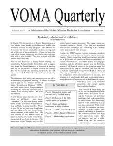 Volume 9, Issue 1  A Publication of the Victim-Offender Mediation Association Winter 1998