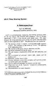 BSTJ 57: 6. July-August 1978: UNIX Time-Sharing System: A Retrospective. (Ritchie, D.M.)