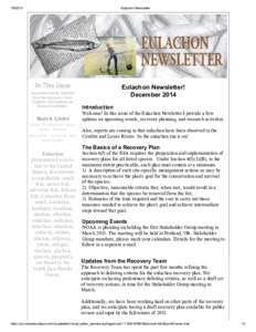 Eulachon Newsletter In This Issue Upcoming Events, Updates