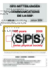 SPG MITTEILUNGEN COMMUNICATIONS DE LA SSP NR. 22  Januar 2008