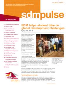 Vol. 5 No. 3  fall 2010 The newsletter of the Massachusetts Institute of Technology System Design and Management Program