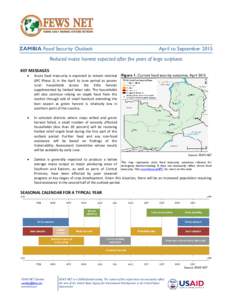 ZAMBIA Food Security Outlook  April to September 2015 Reduced maize harvest expected after five years of large surpluses KEY MESSAGES