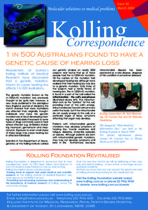 Molecular solutions to medical problems  Issue 30 March[removed]Kolling