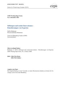 UNIVERSITÄT BASEL  Center for Philanthropy Studies (CEPS) CEPS Working Paper Series No. 4, Dezember 2014