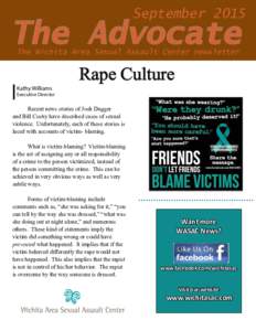 SeptemberThe Advocate The Wichita Area Sexual Assault Center newsletter  Kathy Williams