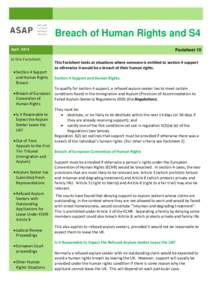 Breach of Human Rights and S4 April 2014 In this Factsheet:  Section 4 Support and Human Rights