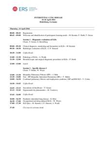 INTERSTITIAL LUNG DISEASEApril 2016 Heidelberg, Germany Thursday, 14 April:00 – 08:45