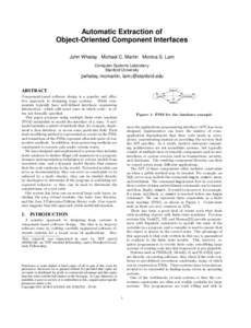 Automatic Extraction of Object-Oriented Component Interfaces John Whaley Michael C. Martin Monica S. Lam Computer Systems Laboratory Stanford University {jwhaley,