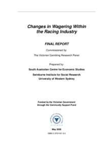 Changes in Wagering within the Racing Industry - PDF 1.5 MB - 134pgs