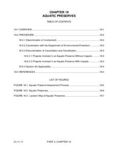CHAPTER 19 AQUATIC PRESERVES TABLE OF CONTENTS 19-1 OVERVIEW........................................................................................................ [removed]PROCEDURE ...................................