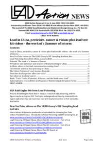 Lead in China, pesticides, cancer & vision: plus lead test kit videos - the work of a Summer of interns