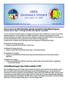 ARRA Guidance Update October 16, 2009 