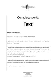 Complete works  Text MINNESOTA DECLARATION  Truth and fact in documentary cinema 