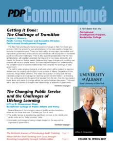A Newsletter from the Professional Development Program, Rockefeller College  Getting It Done: