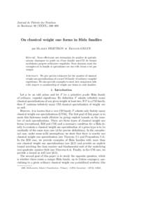 Journal de Th´eorie des Nombres de Bordeaux 00 (XXXX), 000–000 On classical weight one forms in Hida families par Mladen DIMITROV et Eknath GHATE ´sume