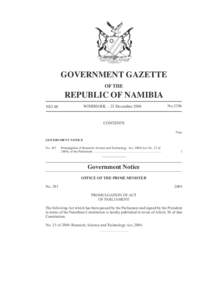 GOVERNMENT GAZETTE OF THE REPUBLIC OF NAMIBIA WINDHOEK - 23 December 2004