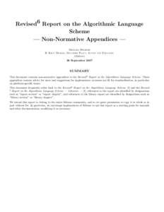 Revised6 Report on the Algorithmic Language Scheme — Non-Normative Appendices — MICHAEL SPERBER R. KENT DYBVIG, MATTHEW FLATT, ANTON (Editors)