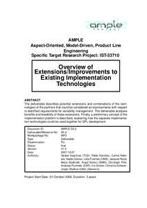 AMPLE Aspect-Oriented, Model-Driven, Product Line Engineering Specific Target Research Project: IST[removed]Overview of