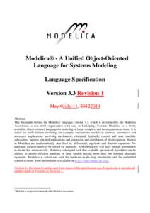 Modelica - A Unified Object-Oriented Language for Systems Modeling Version 3.3