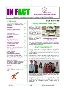 IN FACT  Information Act newsletter  Freedom of Information and Privacy Protection in the NT Public Sector  Issue 8 ­ November 2008
