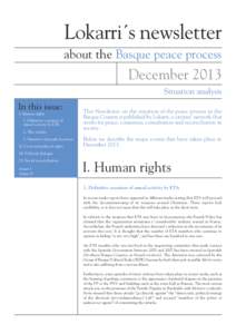 Lokarri´s newsletter about the Basque peace process December 2013 Situation analysis