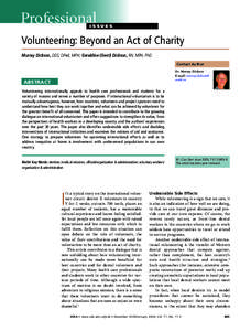 Volunteering: Beyond an Act of Charity
