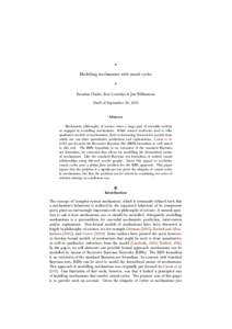 ?  Modelling mechanisms with causal cycles ? Brendan Clarke, Bert Leuridan & Jon Williamson Draft of September 30, 2013